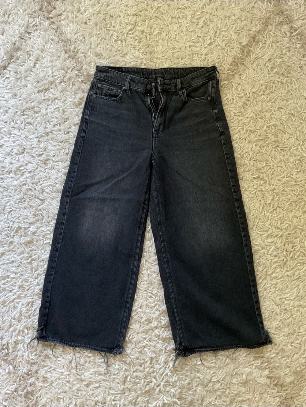 American Eagle Outfitters Black Wide-Leg Crop Jeans